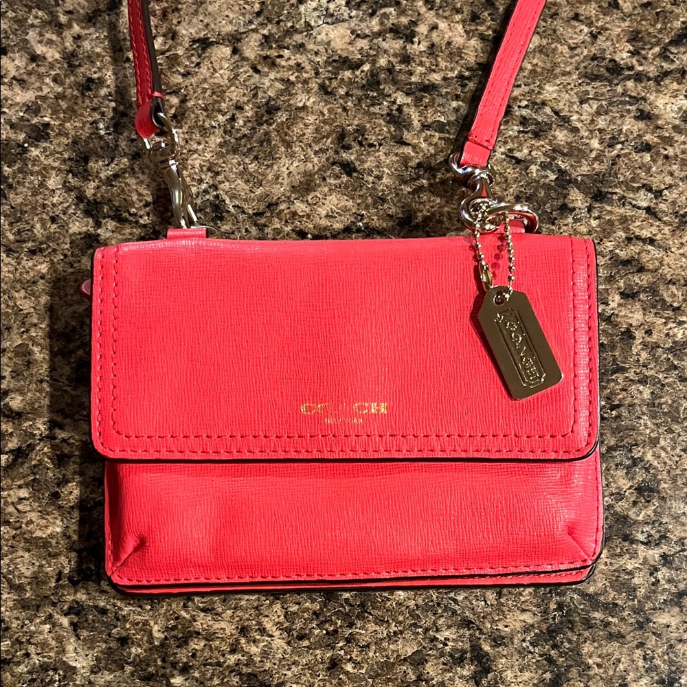 Coach Small Crossbody Wallet with Gold Tone Tag